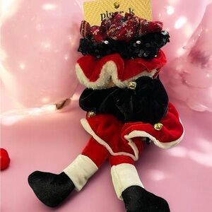 Piper K Red Black Festive set of 5 hair scrunchies